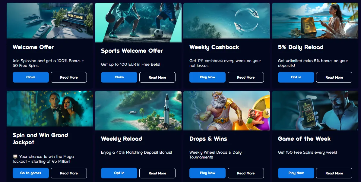 Bonussen bij Spinsino